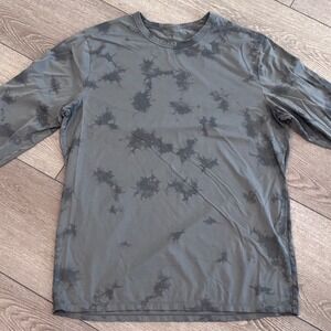 Lululemon Long Sleeve T-Shirt Mens Large Grey Tie Dye Athletic Workout Casual